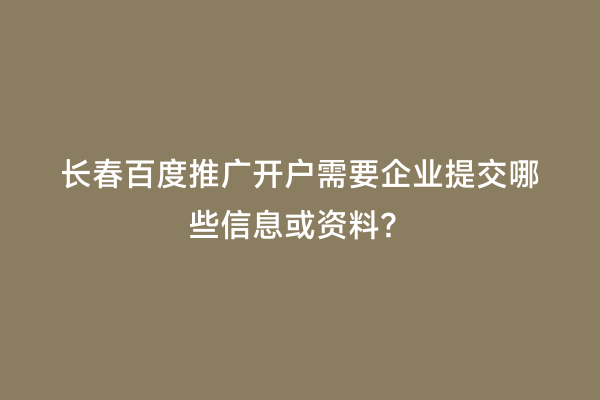 长春百度推广开户需要企业提交哪些信息或资料？