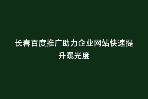 长春百度推广助力企业网站快速提升曝光度