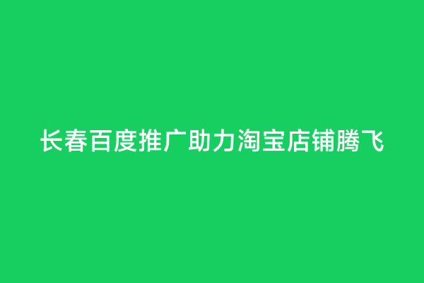 长春百度推广助力淘宝店铺腾飞
