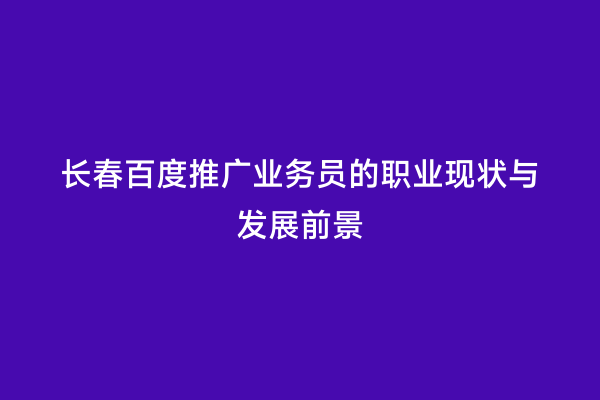 长春百度推广业务员的职业现状与发展前景