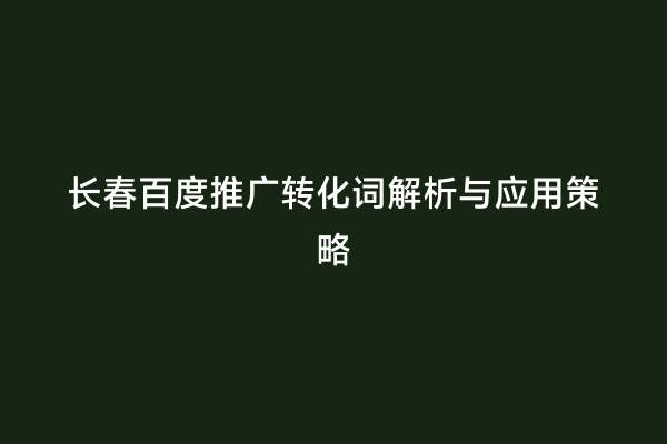 长春百度推广转化词解析与应用策略