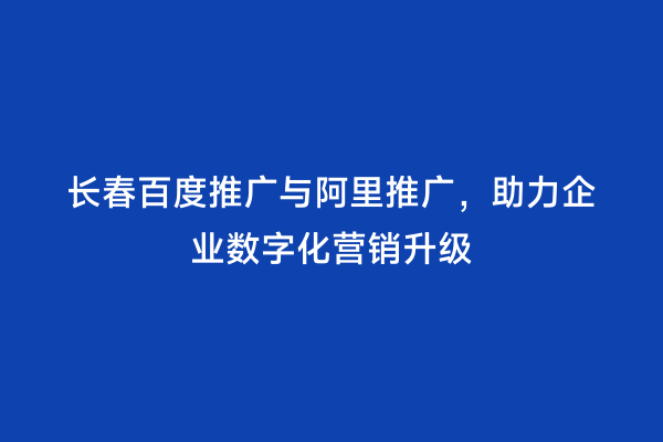 长春百度推广与阿里推广，助力企业数字化营销升级