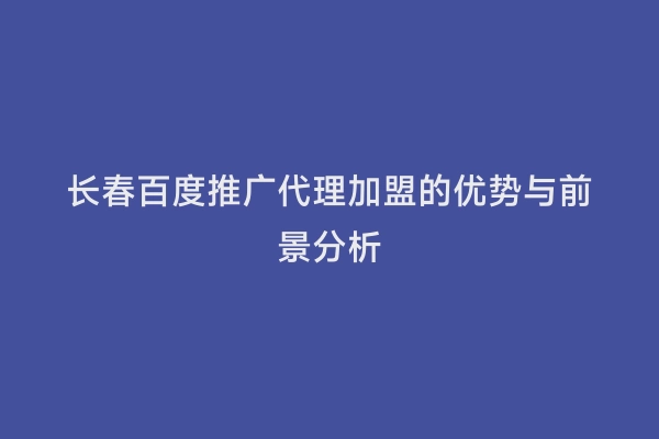 长春百度推广代理加盟的优势与前景分析