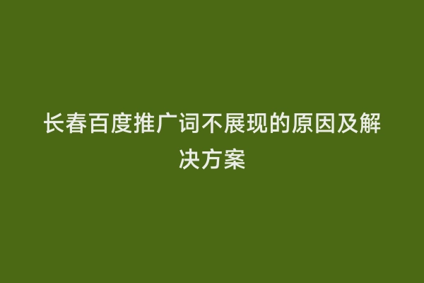 长春百度推广词不展现的原因及解决方案
