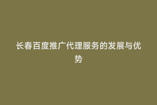 长春百度推广代理服务的发展与优势