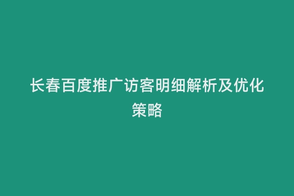 长春百度推广访客明细解析及优化策略
