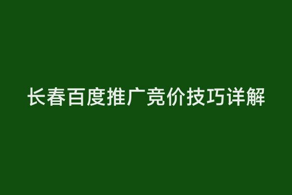 长春百度推广竞价技巧详解