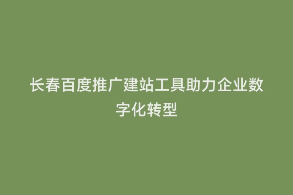 长春百度推广建站工具助力企业数字化转型