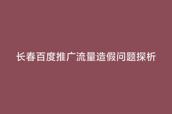 长春百度推广流量造假问题探析