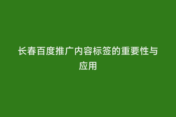 长春百度推广内容标签的重要性与应用