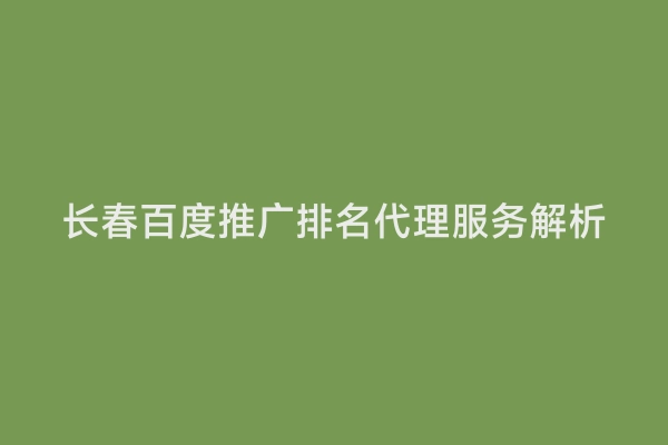 长春百度推广排名代理服务解析