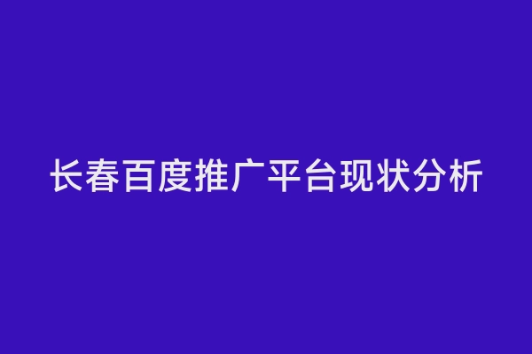 长春百度推广平台现状分析