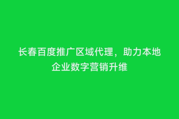 长春百度推广区域代理，助力本地企业数字营销升维