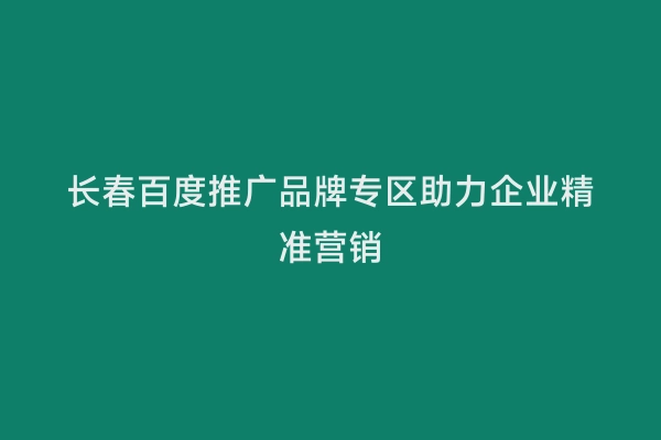 长春百度推广品牌专区助力企业精准营销