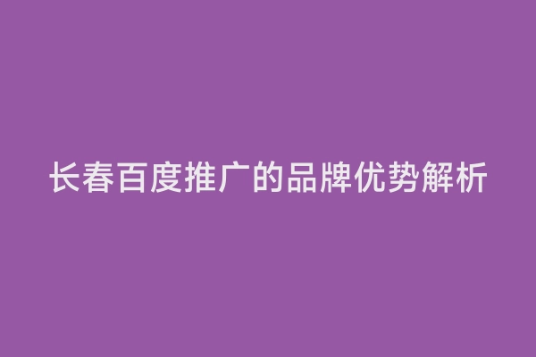 长春百度推广的品牌优势解析