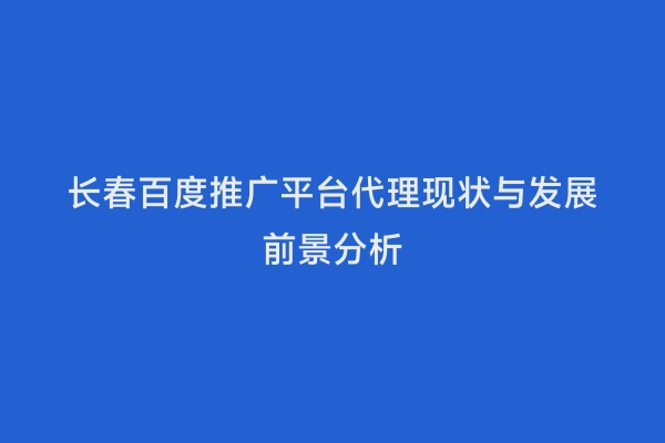 长春百度推广平台代理现状与发展前景分析