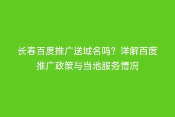 长春百度推广送域名吗？详解百度推广政策与当地服务情况