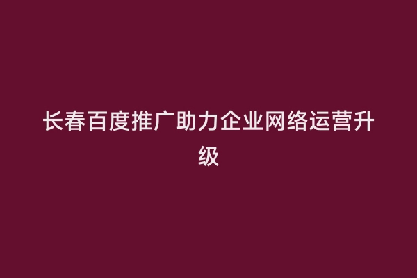 长春百度推广助力企业网络运营升级