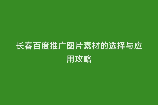 长春百度推广图片素材的选择与应用攻略