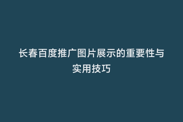 长春百度推广图片展示的重要性与实用技巧