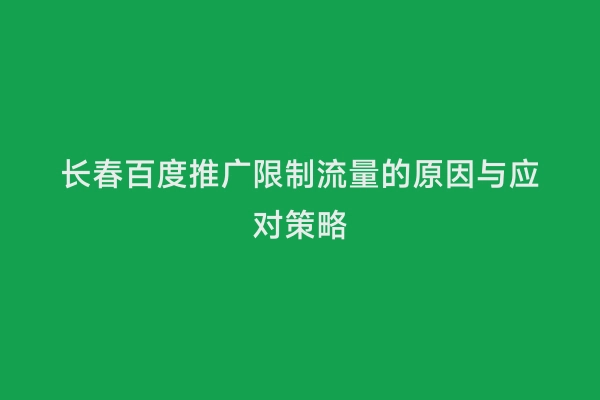 长春百度推广限制流量的原因与应对策略