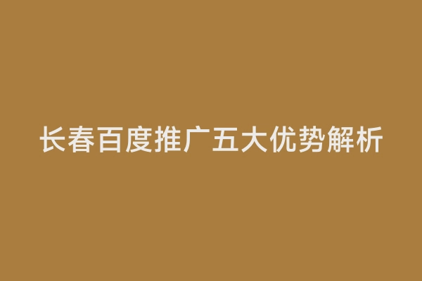 长春百度推广五大优势解析