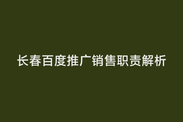 长春百度推广销售职责解析
