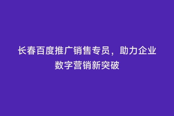 长春百度推广销售专员，助力企业数字营销新突破