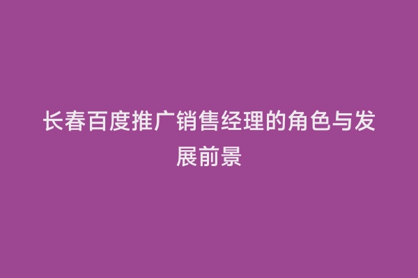 长春百度推广销售经理的角色与发展前景