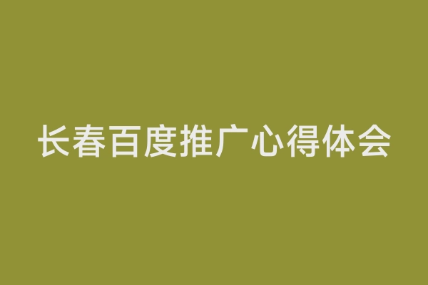 长春百度推广心得体会