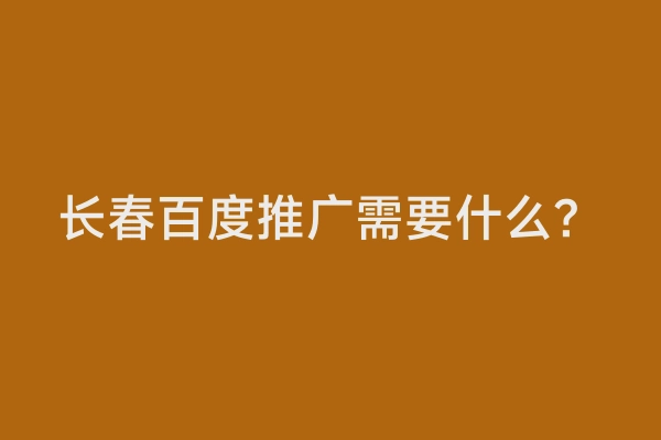 长春百度推广需要什么？