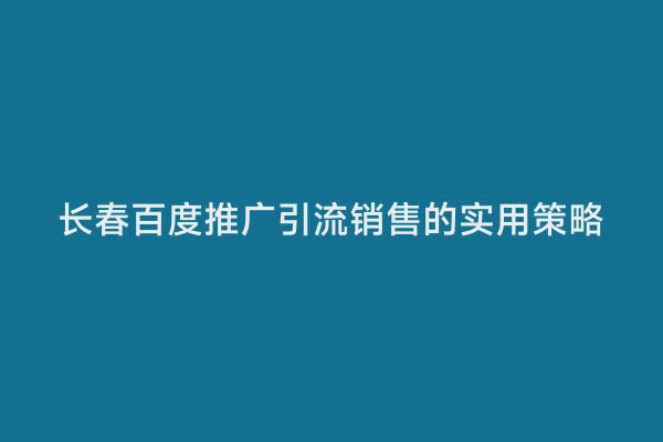 长春百度推广引流销售的实用策略