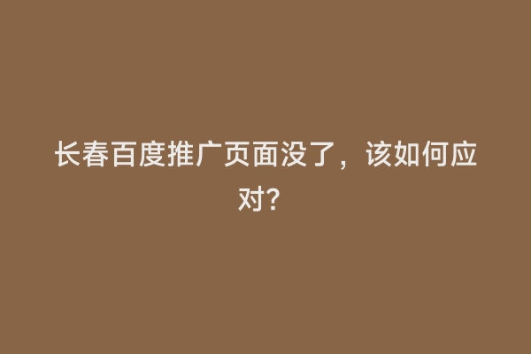 长春百度推广页面没了，该如何应对？