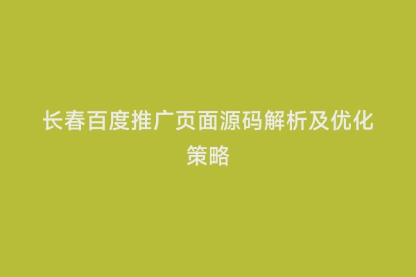 长春百度推广页面源码解析及优化策略