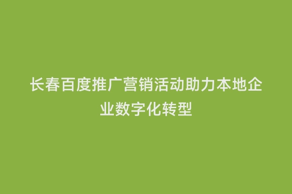 长春百度推广营销活动助力本地企业数字化转型