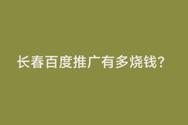 长春百度推广有多烧钱？
