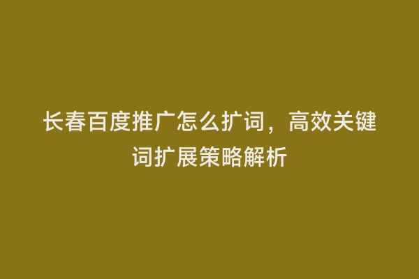 长春百度推广怎么扩词，高效关键词扩展策略解析