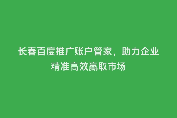 长春百度推广账户管家，助力企业精准高效赢取市场
