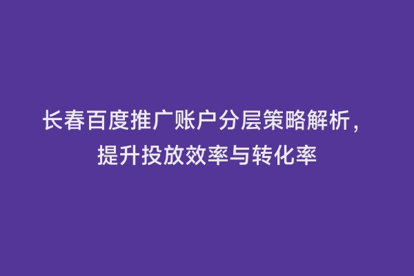 长春百度推广账户分层策略解析，提升投放效率与转化率