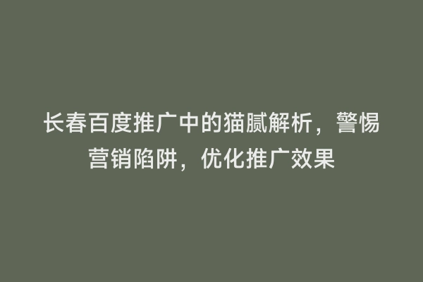 长春百度推广中的猫腻解析，警惕营销陷阱，优化推广效果
