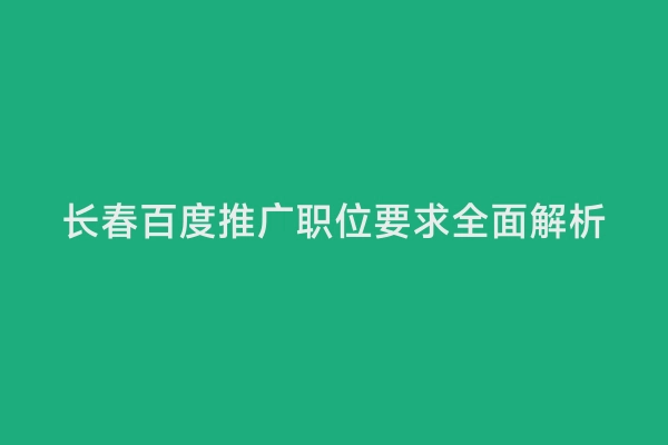 长春百度推广职位要求全面解析