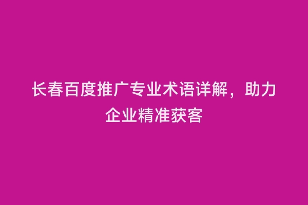 长春百度推广专业术语详解，助力企业精准获客