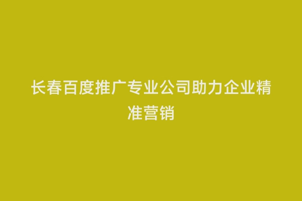 长春百度推广专业公司助力企业精准营销