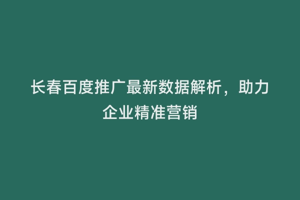 长春百度推广最新数据解析，助力企业精准营销