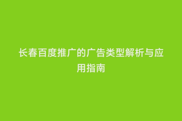 长春百度推广的广告类型解析与应用指南