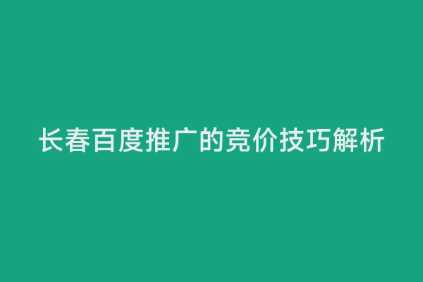 长春百度推广的竞价技巧解析