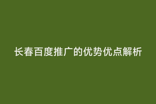 长春百度推广的优势优点解析