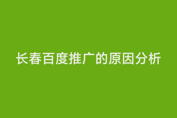 长春百度推广的原因分析