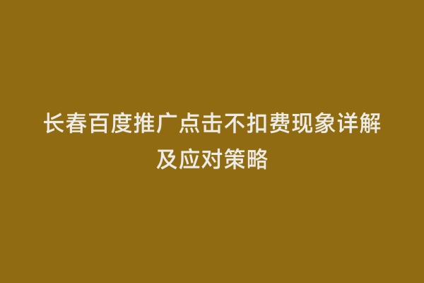 长春百度推广点击不扣费现象详解及应对策略